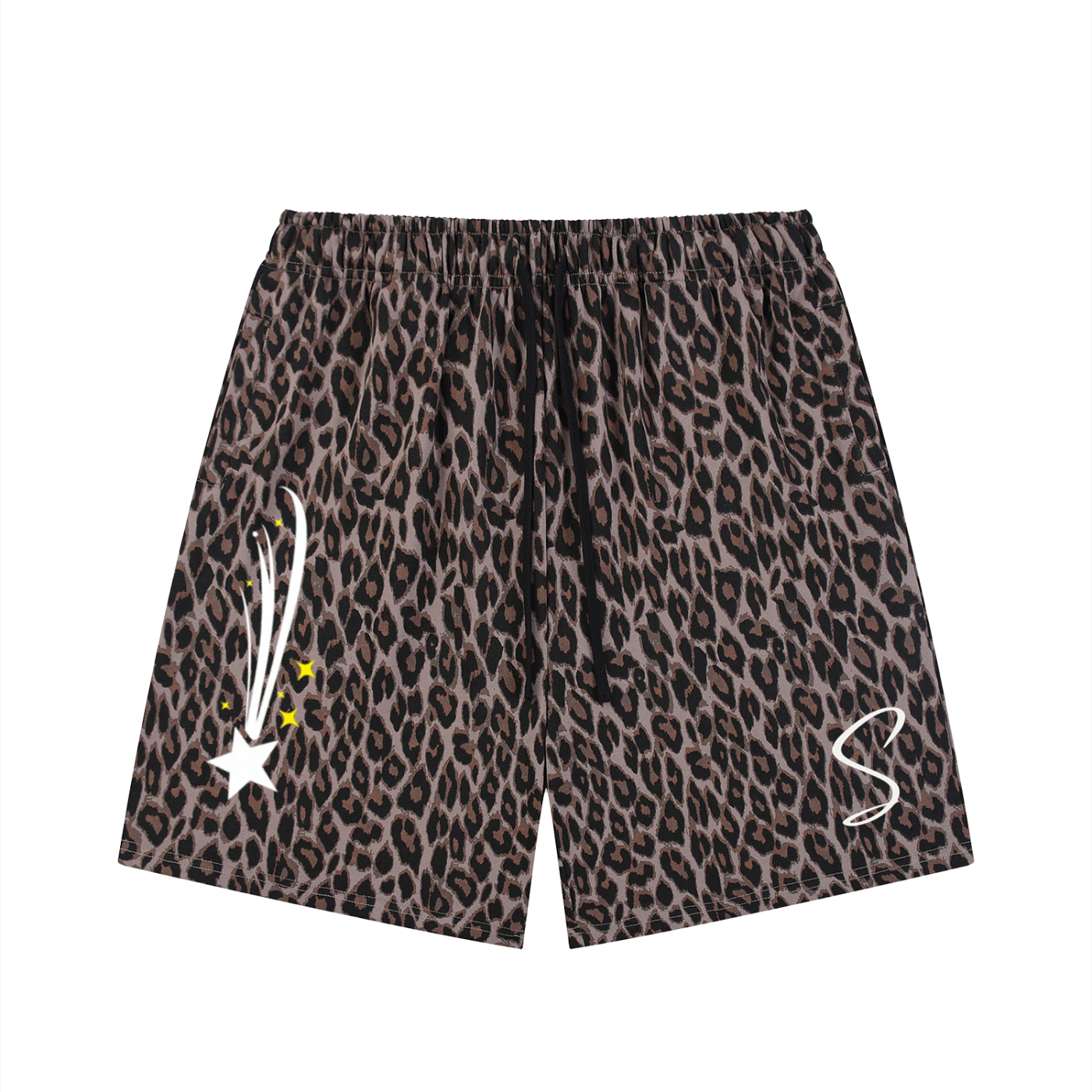 Unisex Heavyweight Leopard Drawstring Shorts