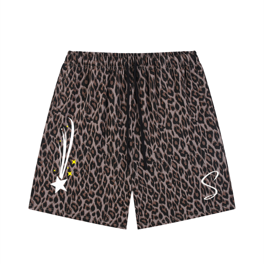 Unisex Heavyweight Leopard Drawstring Shorts